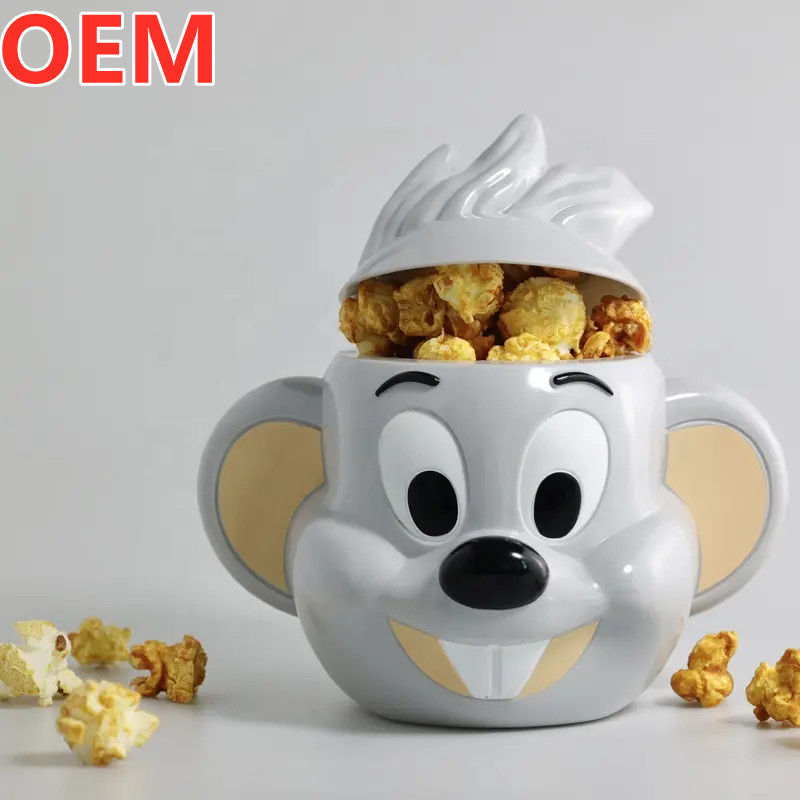OEM van de de Popcornemmer van het douane Creatieve Beeldverhaal de Emmercontainer van het Ontwerp 3d Plastic Popcorn