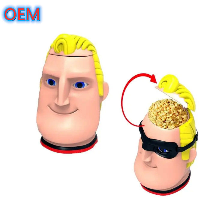 Cartoon Popcorn Bucket Aanpassing, OEM Design Hoogwaardige Plastic Popcorn Bucket