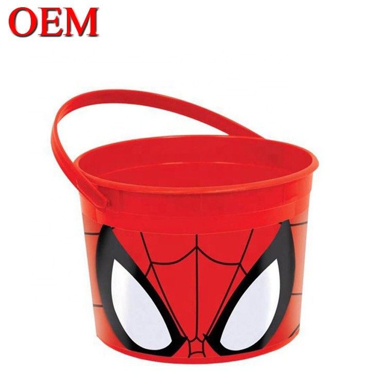 Op maat gemaakte filmster Spiderman Plastic Popcorn Container Bucket met deksel