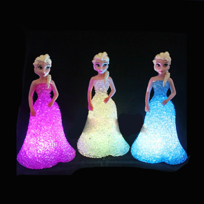 Mini Custom Elsa Anna Sofia LED Kleurrijke lichten Gradient Kristallen Nachtlamp Prinses