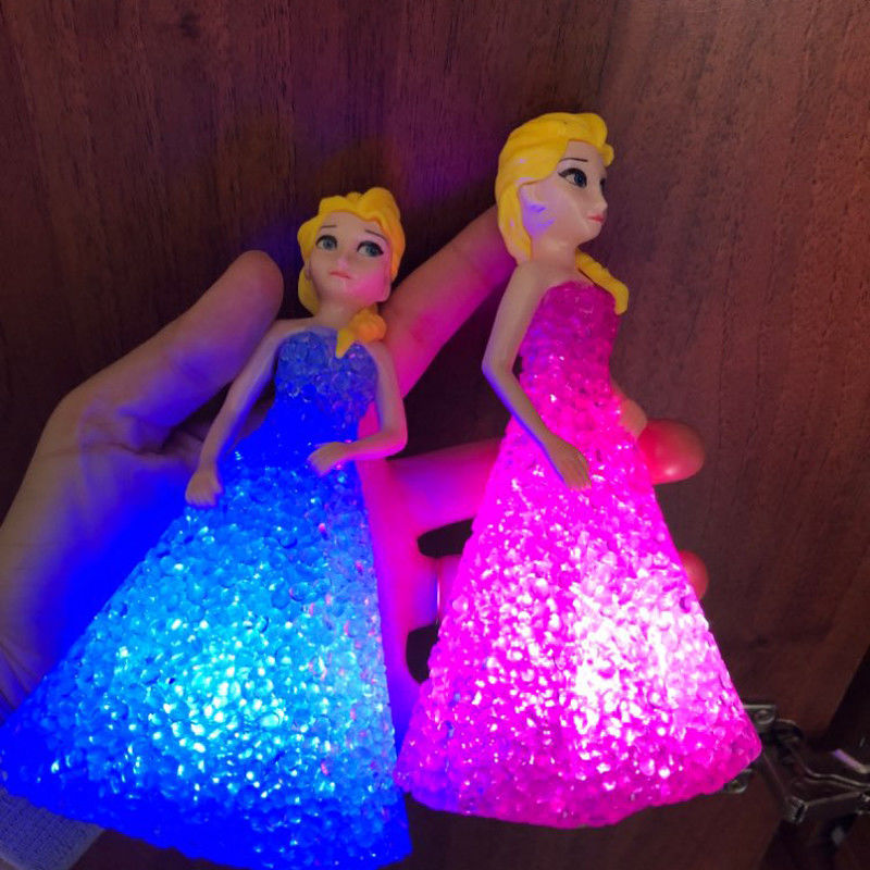 Mini Custom Elsa Anna Sofia LED Kleurrijke lichten Gradient Kristallen Nachtlamp Prinses
