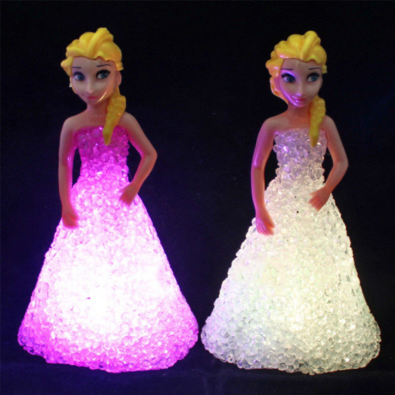 Mini Custom Elsa Anna Sofia LED Kleurrijke lichten Gradient Kristallen Nachtlamp Prinses
