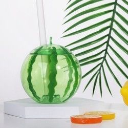 Op maat gemaakte plastic fruitvormige beker met stro schattig melk thee beker draagbare sapfles