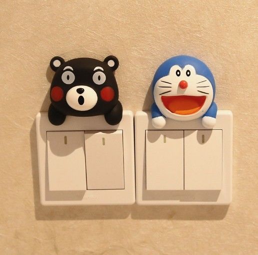 Kt Cat Cartoon Schakelaar Cover Kamer Decor 3D On-Off Schakelaar Sticker Schakelaar Outlet Wandsticker