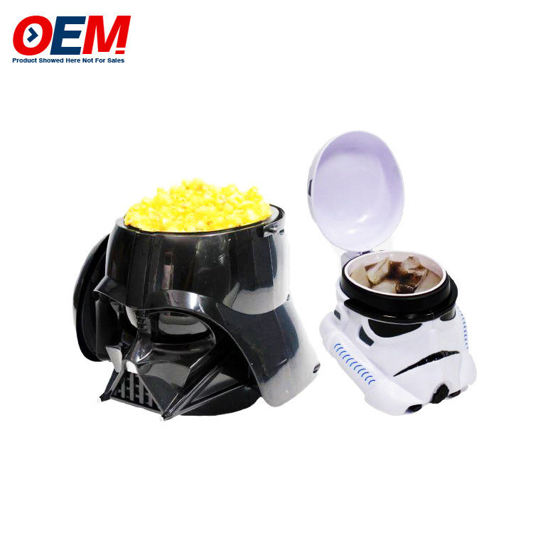 Op maat gemaakte plastic popcorncontainer gedrukt filmster filmpopcorn emmer met deksel