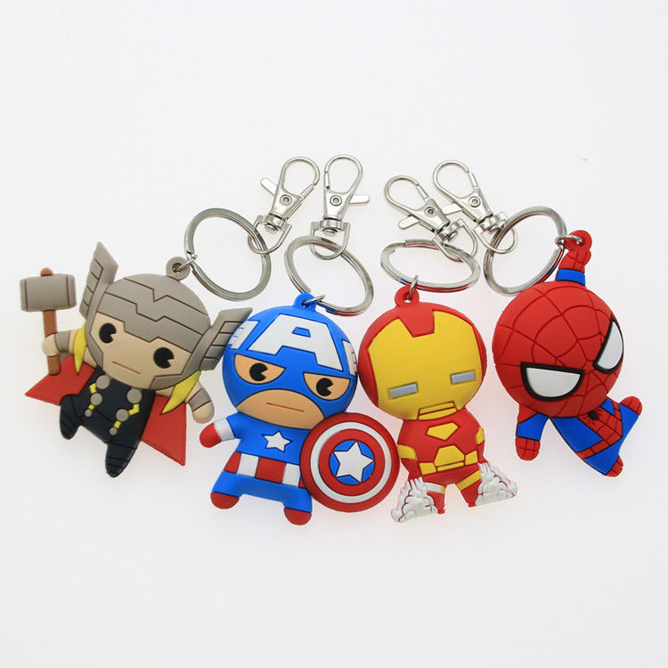aangepast speelgoed maken 3D Cartoon Anime Captain America Rubber Sleutelhanger Custom PVC Sleutelhanger
