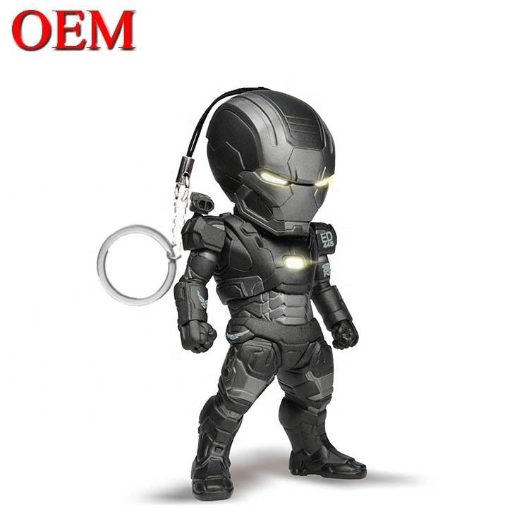 Custom vinyl speelgoed maken 3D LED Cartoon Sleutelhanger Accessoires Plastic Keyring For Bags