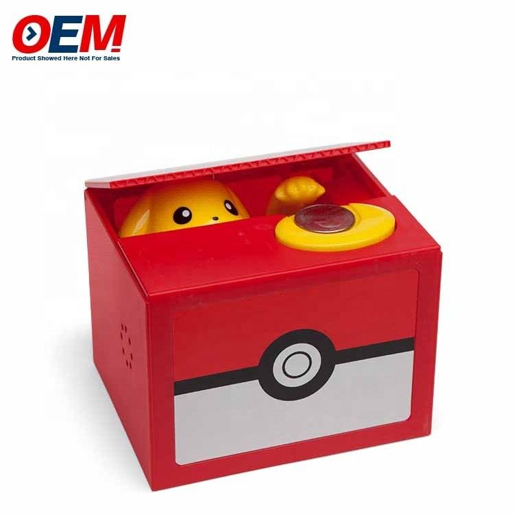 OEM fabriek maken Cartoons Plastic Coin Bank PVC Pika Met slot Sleutel Piggy Bank Plastic