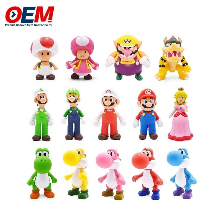 Fabriek maatwerk plastic pvc vinyl fure speelgoed maatwerk kawaii figuur mario collectieve speelgoed set