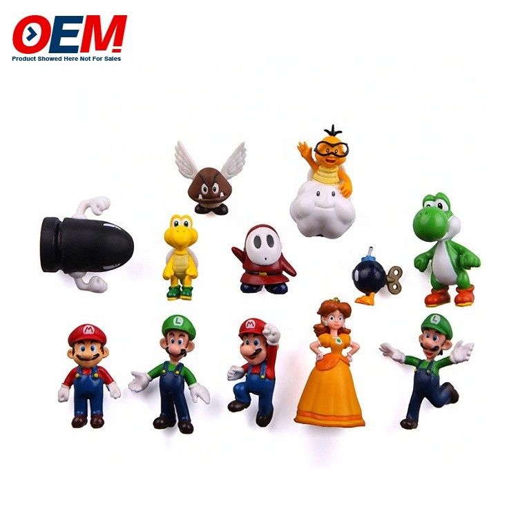 Fabriek maatwerk plastic pvc vinyl fure speelgoed maatwerk kawaii figuur mario collectieve speelgoed set
