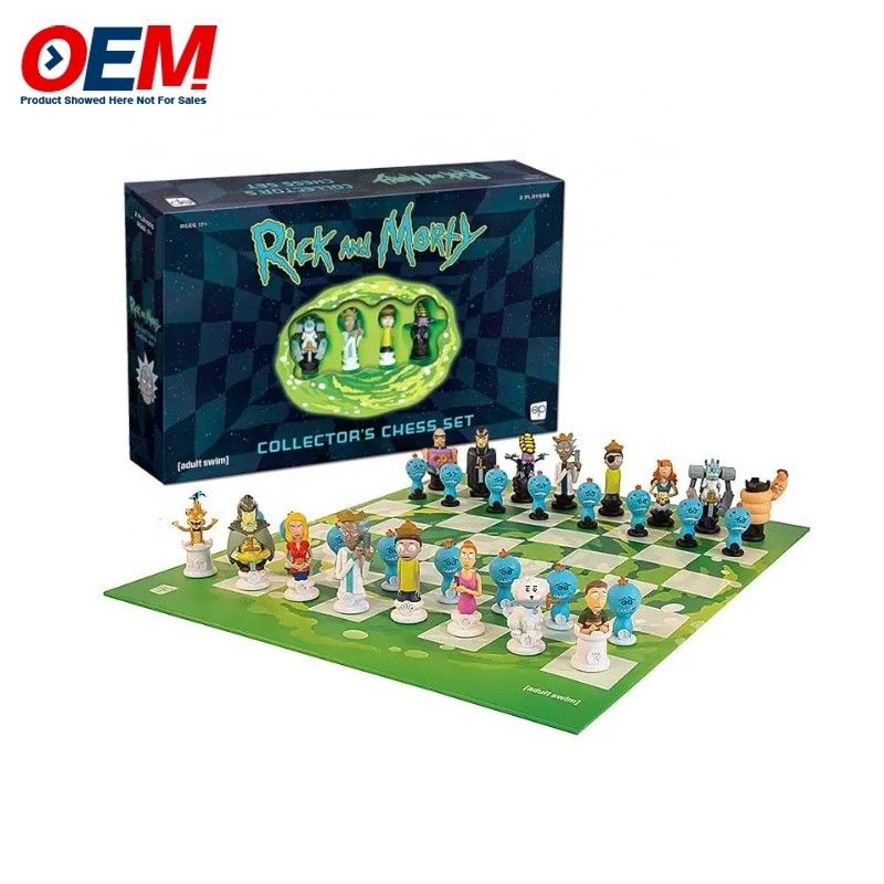 Op maat gemaakt kunststof decoratieve film helden figuur karakter schaak set gemaakt cartoon speelgoed spel schaak