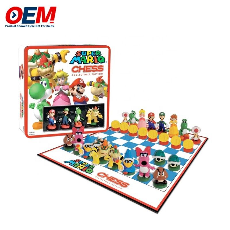Op maat gemaakt kunststof decoratieve film helden figuur karakter schaak set gemaakt cartoon speelgoed spel schaak