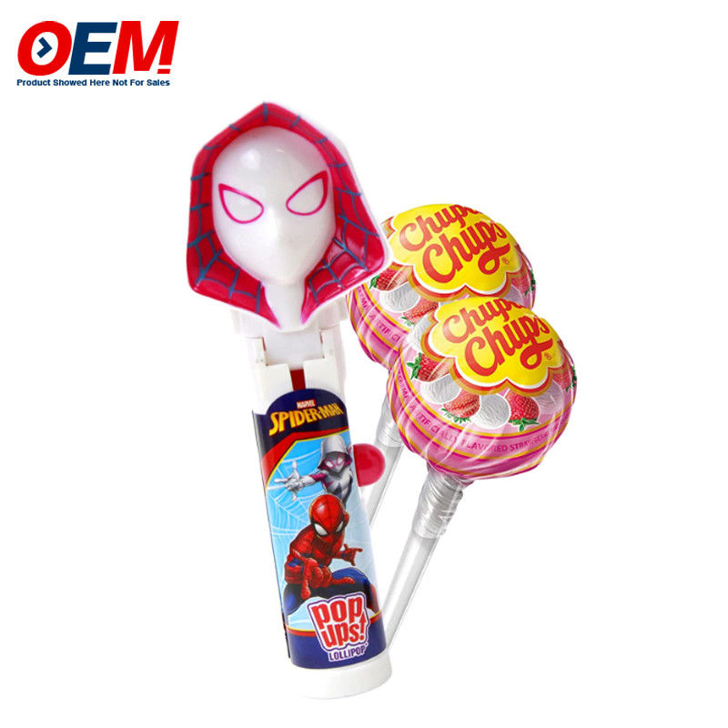 Pop-up lollipop houder case gemaakt van plastic snoep speelgoed OEM creatieve lollipop speelgoed voor kind