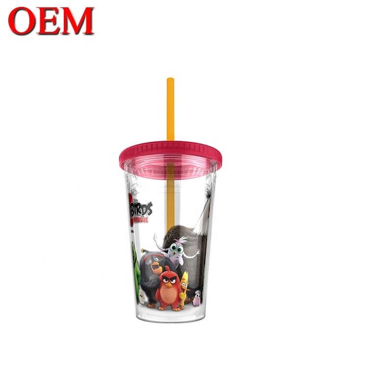Op maat gemaakte figuur met dubbele wand Plastic Straw Cup Herbruikbare waterbeker OEM Plastic Toy Factory