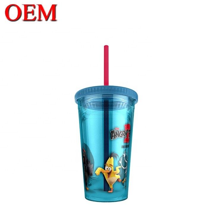 Op maat gemaakte figuur met dubbele wand Plastic Straw Cup Herbruikbare waterbeker OEM Plastic Toy Factory