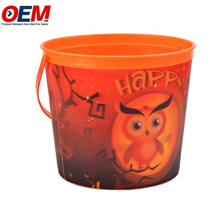 aangepaste plastic Halloween cartoon dier ontwerp popcorn container plastic voedselopslag popcorn emmer met deksel