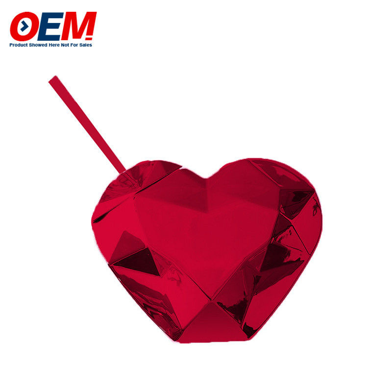 Custom PP Double Wall Cup met stro OEM Sweet Heart 450ml Plastic Water Cup