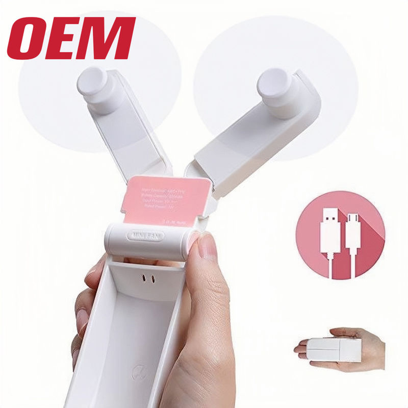 Draagbare mini-koelventilator OEM zomer draagbare ventilator handgemaakt schattig lithiumbatterie vouw plastic zomer cartoon