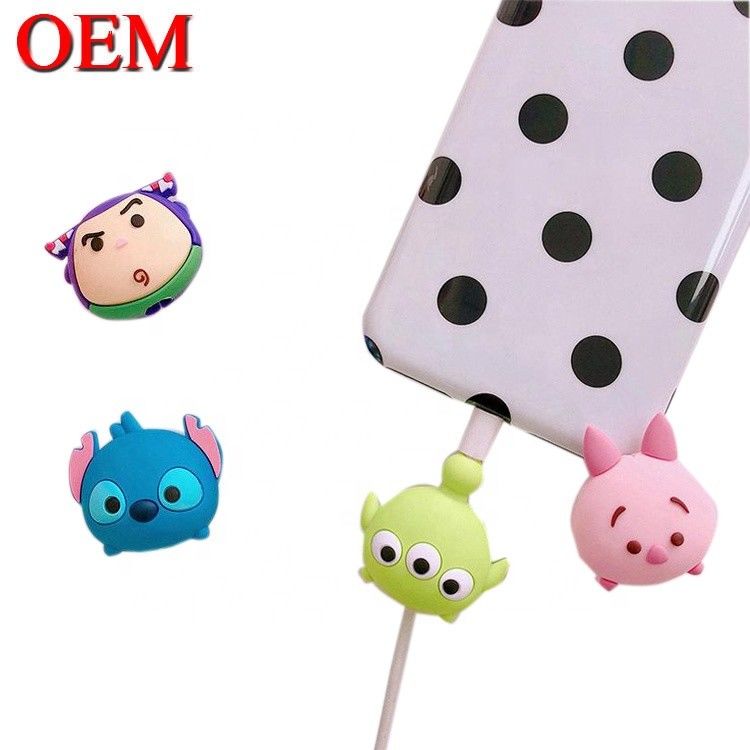 Aangepaste Mini Schattige USB Speelgoed OEM Schattige Cartoon Kabel Bites Figuren Maak Plastic Dier Data Oplader Bites Accessoire speelgoed
