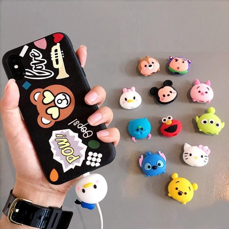 Aangepaste Mini Schattige USB Speelgoed OEM Schattige Cartoon Kabel Bites Figuren Maak Plastic Dier Data Oplader Bites Accessoire speelgoed