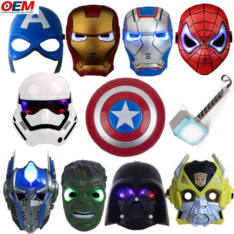 Custom Halloween Masks PVC Superhero Spider Iron Hero Hulk Captain America Masks Cosplay kostuums Gezichtmasker