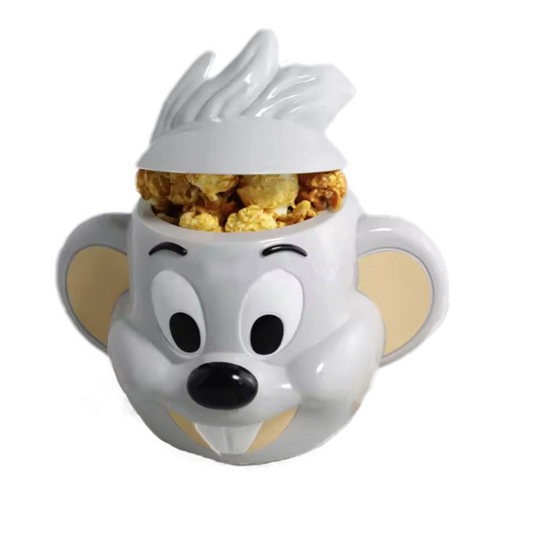 Custom plastic popcorn emmer cartoon karakter ontwerp voor film snack cup holder