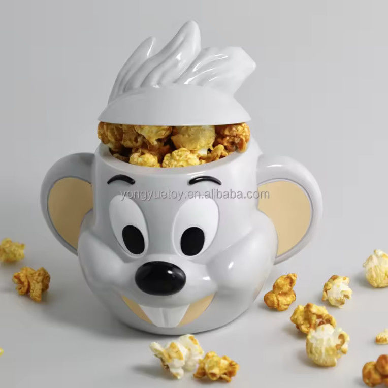 Custom plastic popcorn emmer cartoon karakter ontwerp voor film snack cup holder