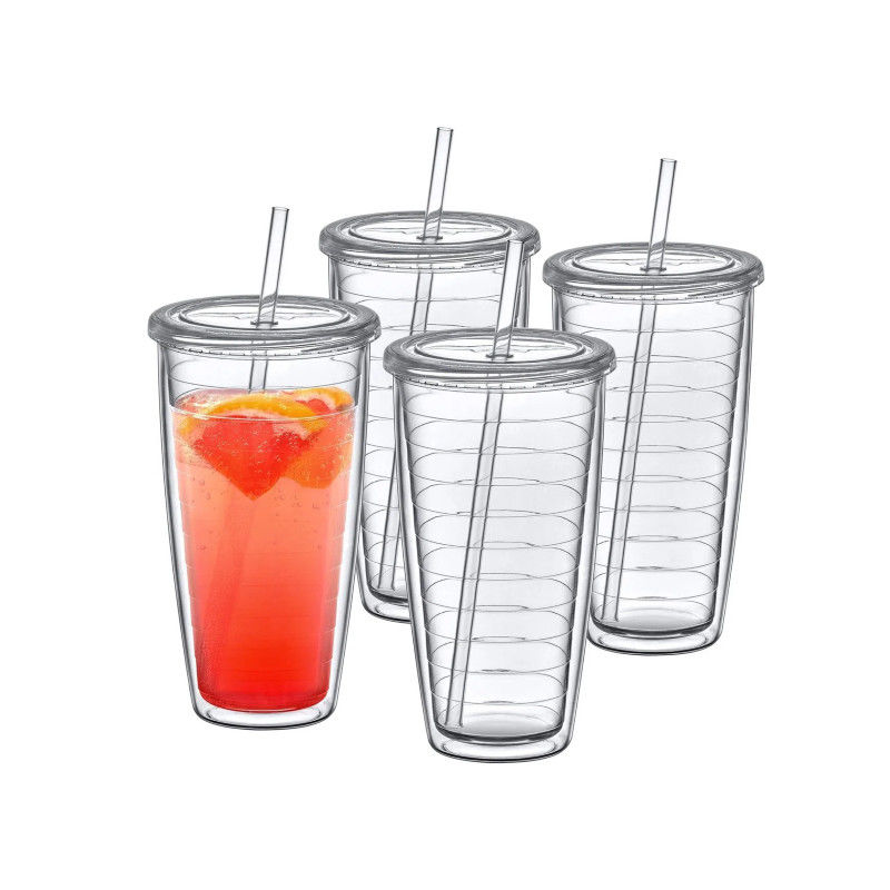 Acryl tumbler met deksel en stro dubbele wand gemengde kleur herbruikbare plastic bekers met uw eigen ontwerp