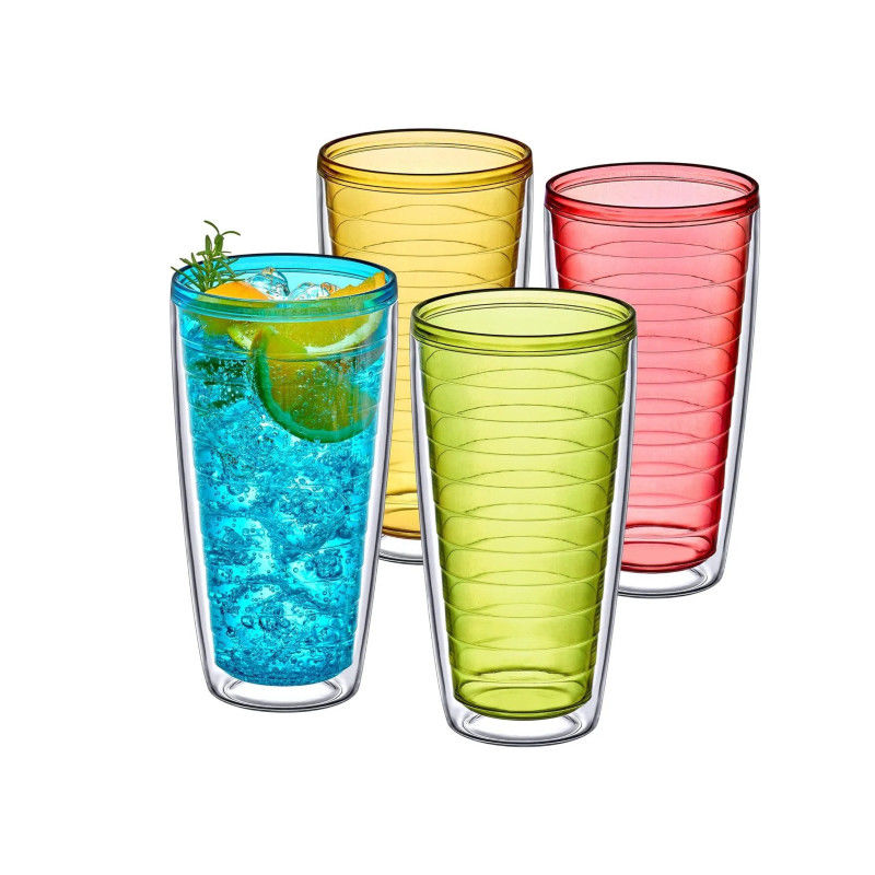 Acryl tumbler met deksel en stro dubbele wand gemengde kleur herbruikbare plastic bekers met uw eigen ontwerp