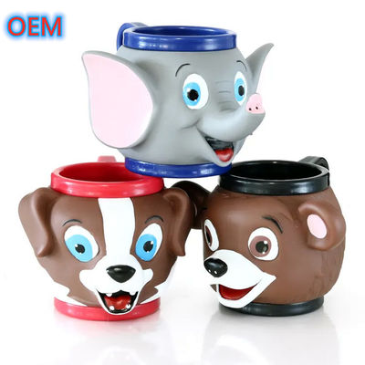 Aangepaste 3D Plastic Cartoon Animal Ice Cream Cup OEM-ontwerp 3D Anime Cup