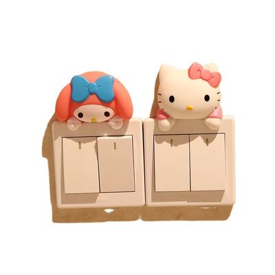 Kt Cat Cartoon Schakelaar Cover Kamer Decor 3D On-Off Schakelaar Sticker Schakelaar Outlet Wandsticker