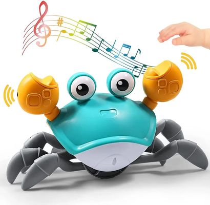Custom Walking Running Electronic Sensing Groene kruipende krab Baby Toy Music LED Light Up