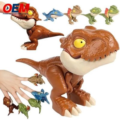 Op maat gemaakte kunststof dieren dinosaurus vingerspeelgoed OEM PVC speelgoed gemaakt van siliconen kind speeltje