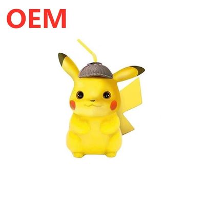 Op maat gemaakt Plastic Shape 3D Cartoon Pikachu Figure Straw cup op maat gemaakt pvc cup