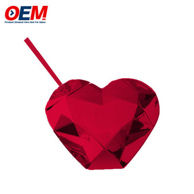 Custom PP Double Wall Cup met stro OEM Sweet Heart 450ml Plastic Water Cup