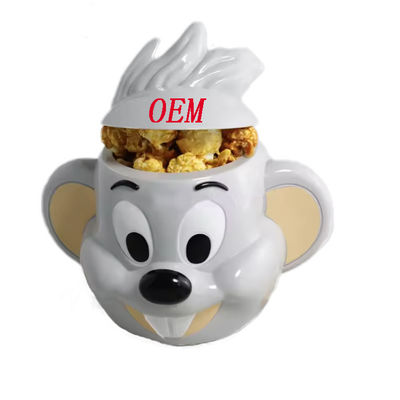 Custom plastic popcorn emmer cartoon karakter ontwerp voor film snack cup holder